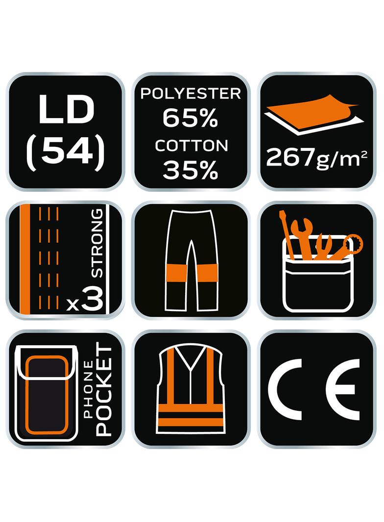 Spodnie robocze na szelkach, rozmiar LD/54