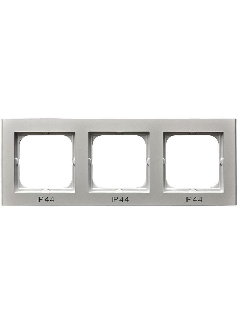 SONATA Ramka potrójna do łączników IP-44 - kolor srebro mat