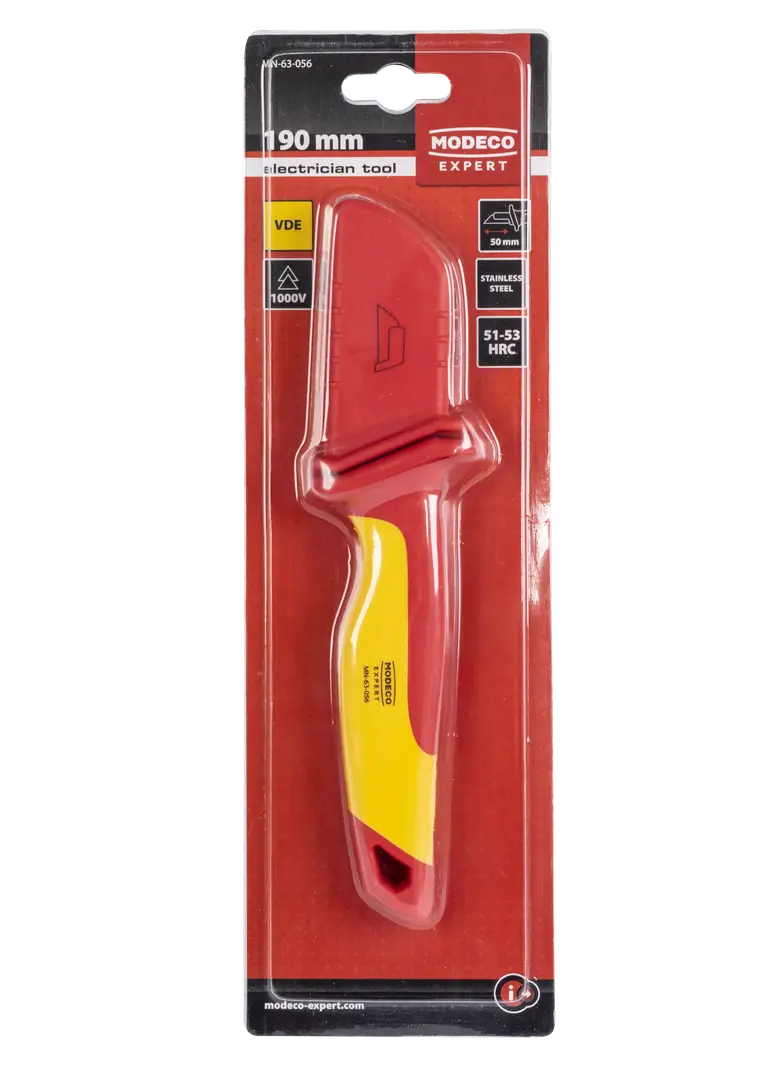 Izolowany nóż dla elektryka ostrze proste 190mm VDE MN-63-056 RAWLPLUG