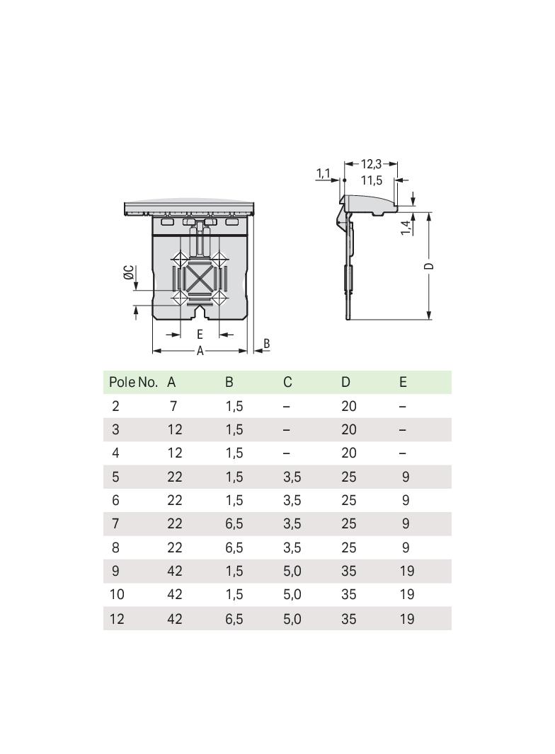 picoMAX płytka uchwytowa z suwakiem raster 5mm 2-bieg.
