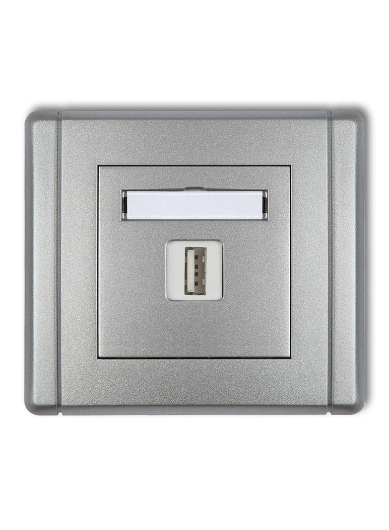 FLEXI Gniazdo pojedyncze USB A-A 2.0 srebrny metalik