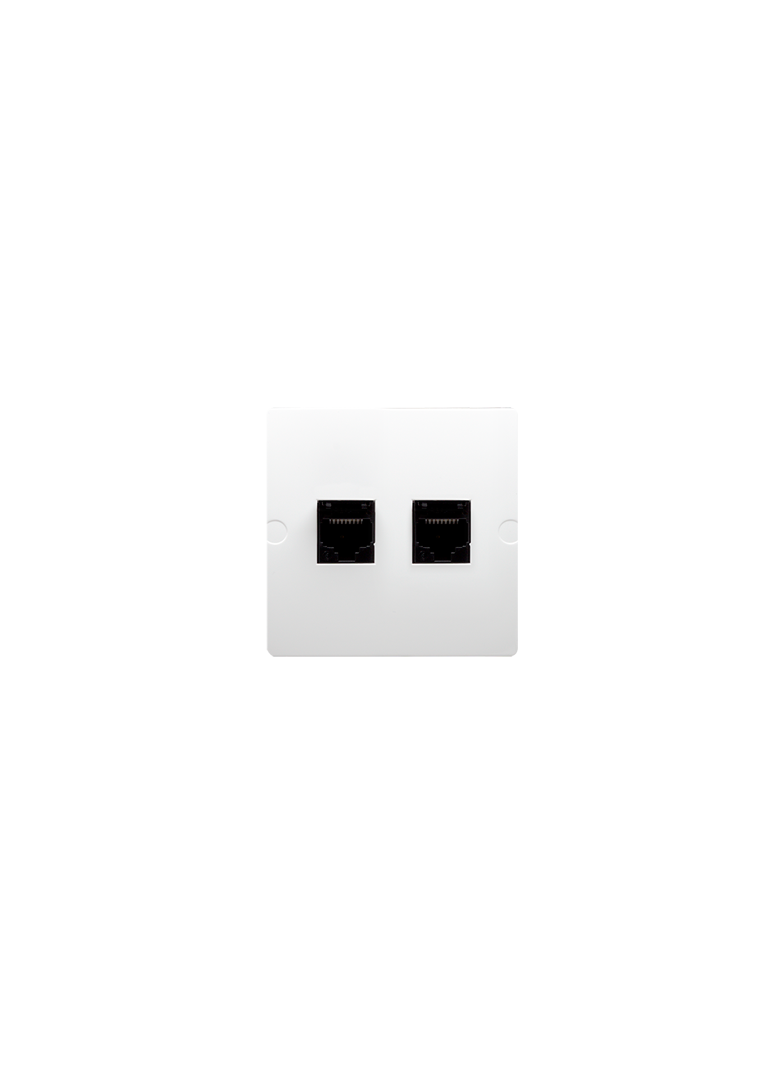 Simon Basic Gniazdo telefoniczne RJ12 podwójne Montaż gniazda na wkręty do puszki biały