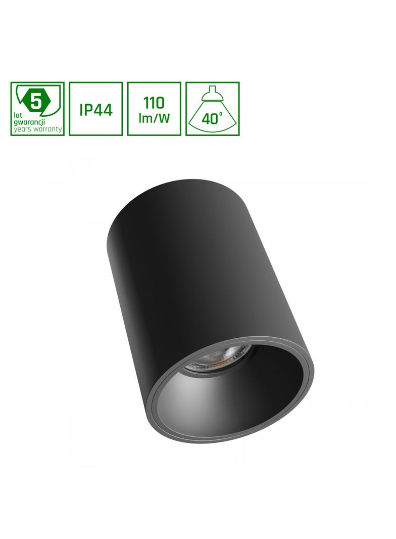 ORBITO NATYNKOWA 10W WW 230V 40ST IP44 UGR<19 RA90 FI75X100MM CZARNY OKRĄGŁA 5 LAT