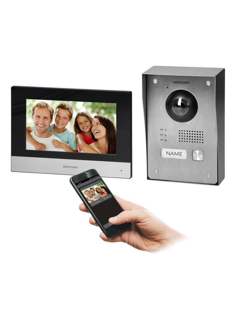 HIKVISION DS-KIS703Y-P zestaw wideodomofonowy jednorodzinny, 2-żyłowy, 7",WI-FI, Full HD, montaż nat
