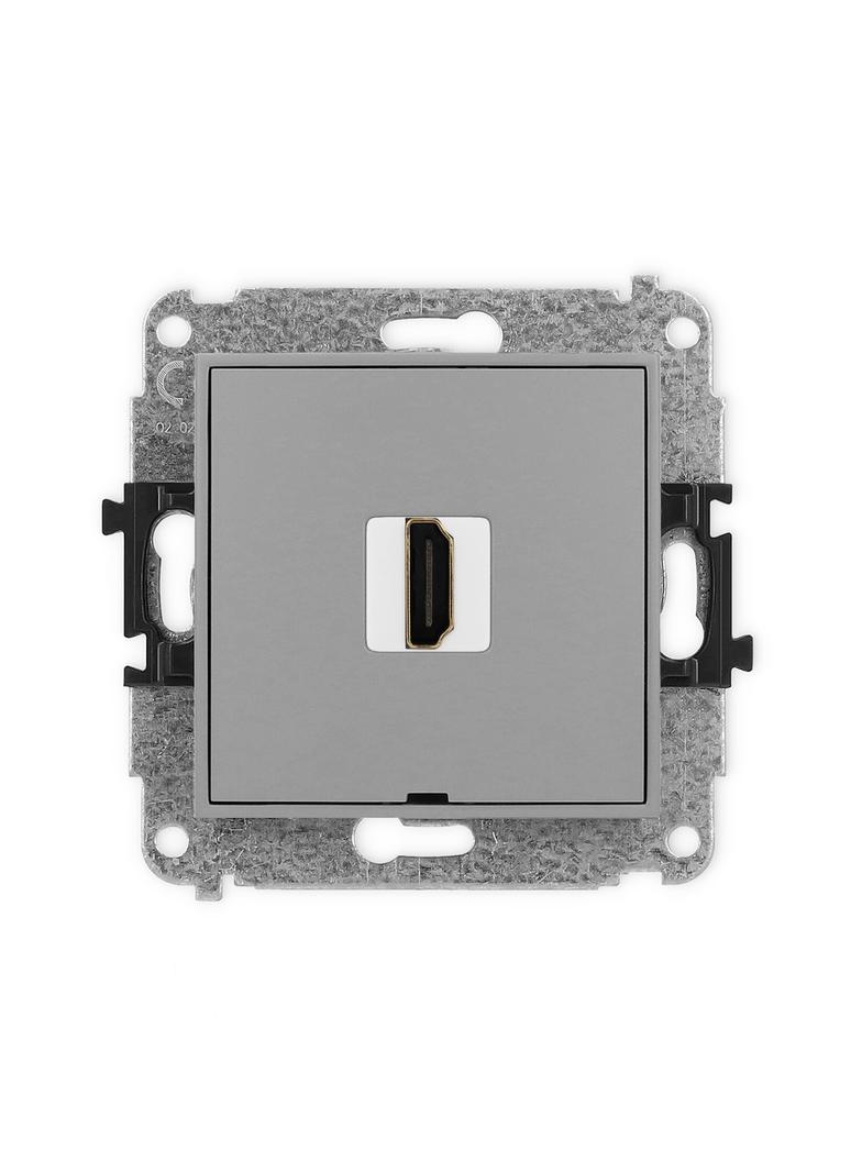 MINI Mechanizm gniazda pojedynczego HDMI 2.0, bez pola opisowego szary mat