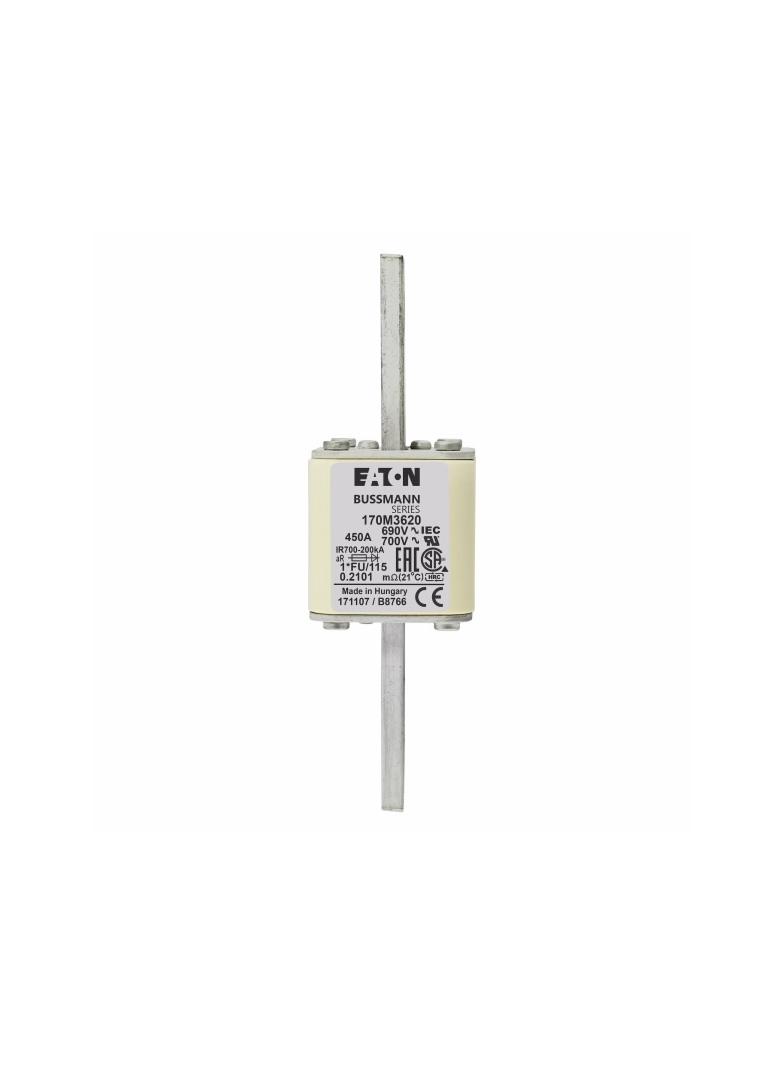 FUSE 450A 690V 1*FU/115 AR UC Wkładka szybka 450A AC 690V rozmiar 1 45x45x148 mm aR, 170M3720 EATON