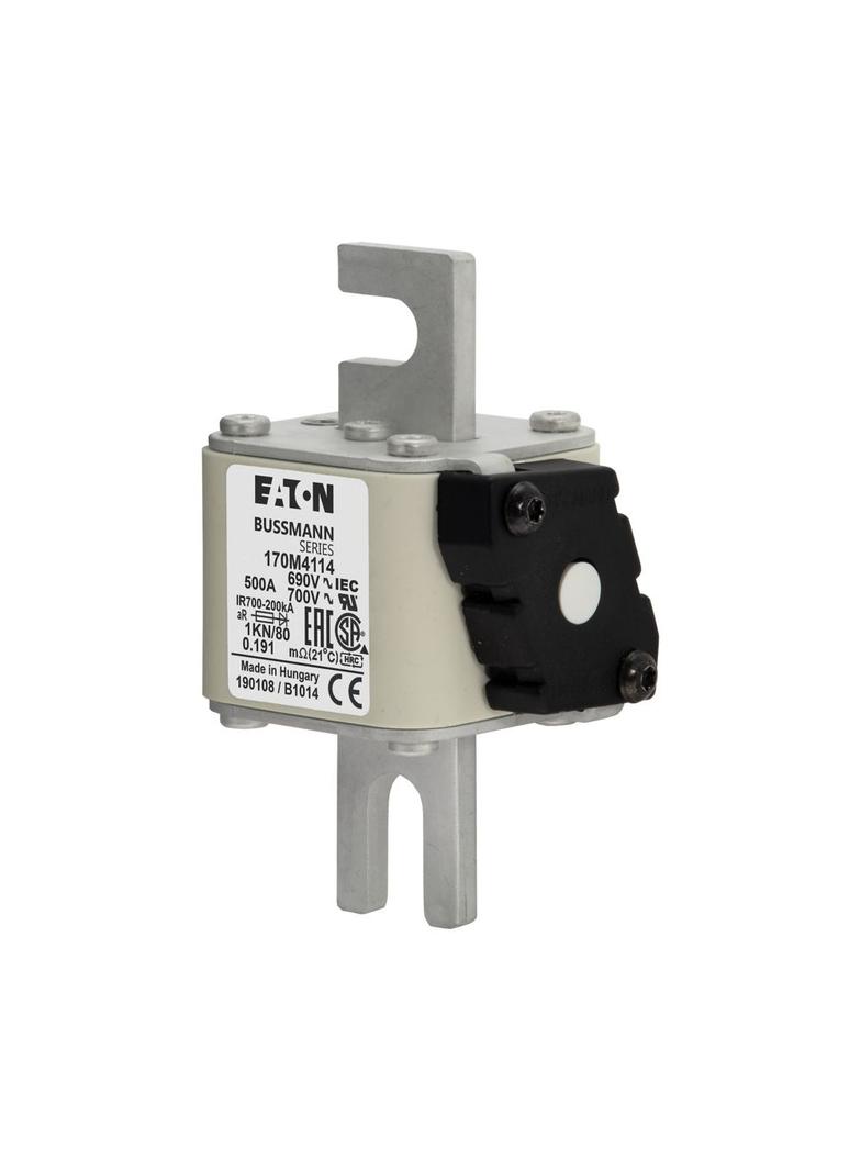 500A 690V 1KN/80 aR INDICATOR FUSE Wkładka szybka 500A AC 690V DIN 1 53x69x108 mm aR DIN 170M4114 EA