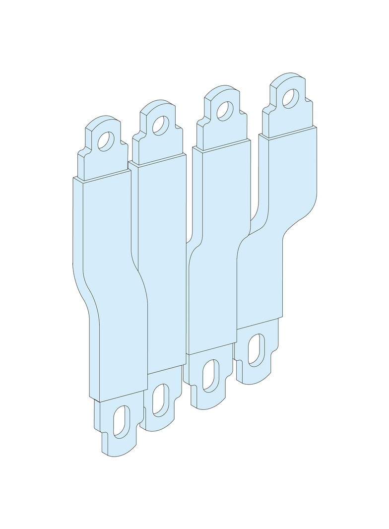 Rozdzielnice PrismaSet, połączenie pionowo zamontowanego w przedziale wyłącznika NSX-INS630 do szyn
