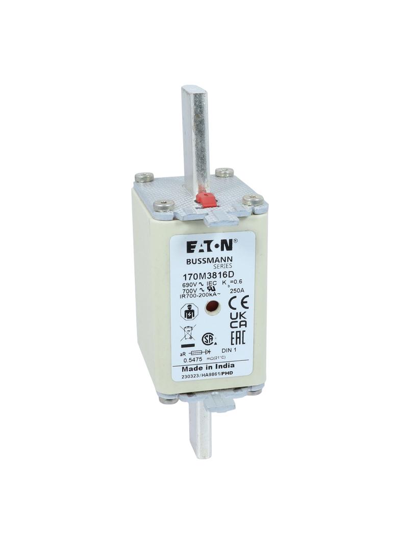 FUSE 250A 690V aR DIN 1 HSDNH Wkładka szybka 250A 690V aR DIN 1 podwójny wskaźnik 170M3816D EATON
