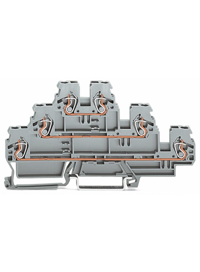 Złączka szynowa 3‑pietrowa L / L / L 2,5mm2 szara 870‑551 WAGO