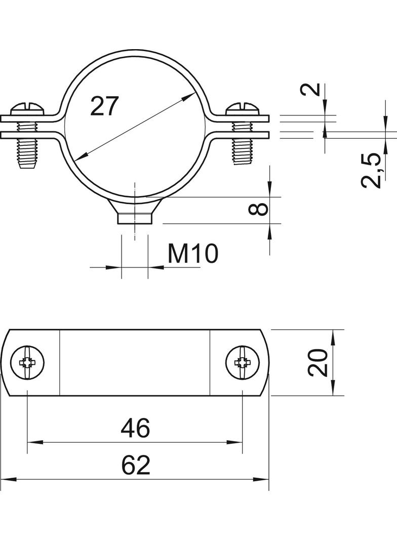 2900/W, ŚRUB.OBEJMA DYSTANS.3/4" M10 O