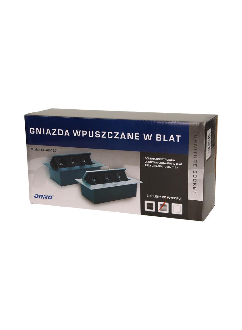 Gniazdo meblowe wpuszczane w blat z płaskim rantem 3x2P+Z srebrne OR-AE-1371/G ORNO