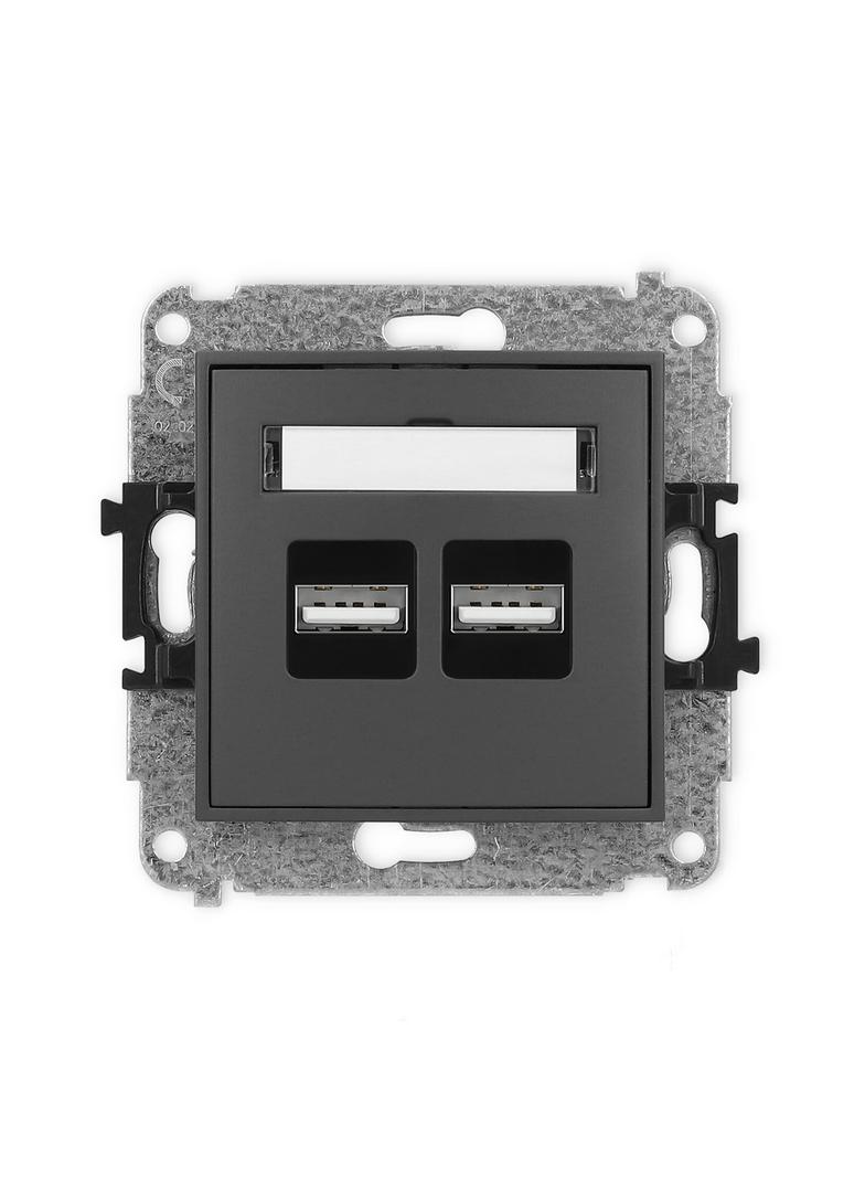 MINI Ładowarka USB podwójna 2xUSB A, 15,5W max., 5V, 3.1A grafitowy mat 28MCUSB-6 KARLIK