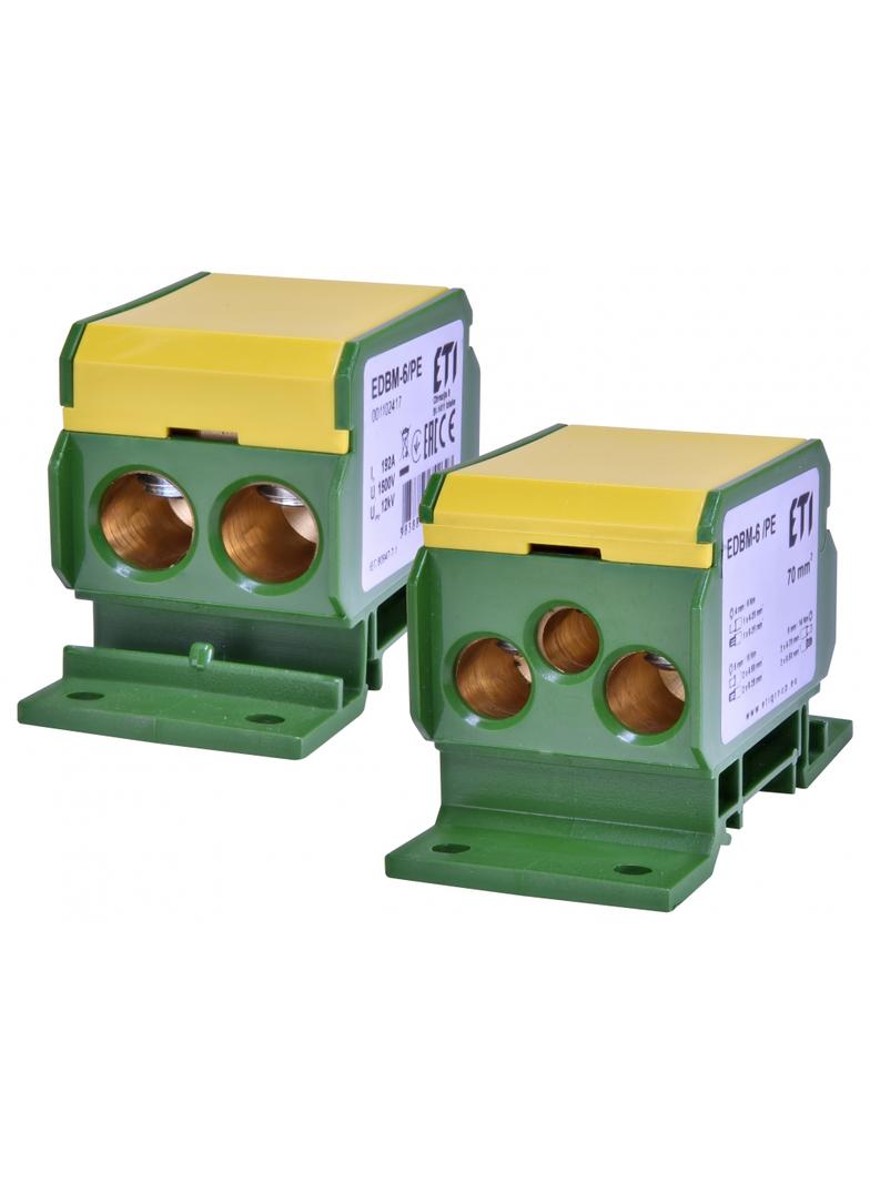 Blok rozdzielczy 192A (2x4-70mm2/2x4-50mm2+1x2,5-25mm2) żółto-zielona EDBM-6/PE 001102417 ETI