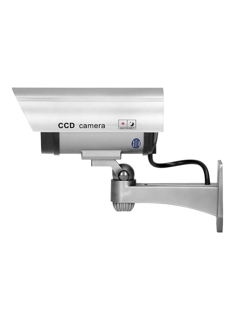 Atrapa kamery monitorującej CCTV, bateryjna, srebrna