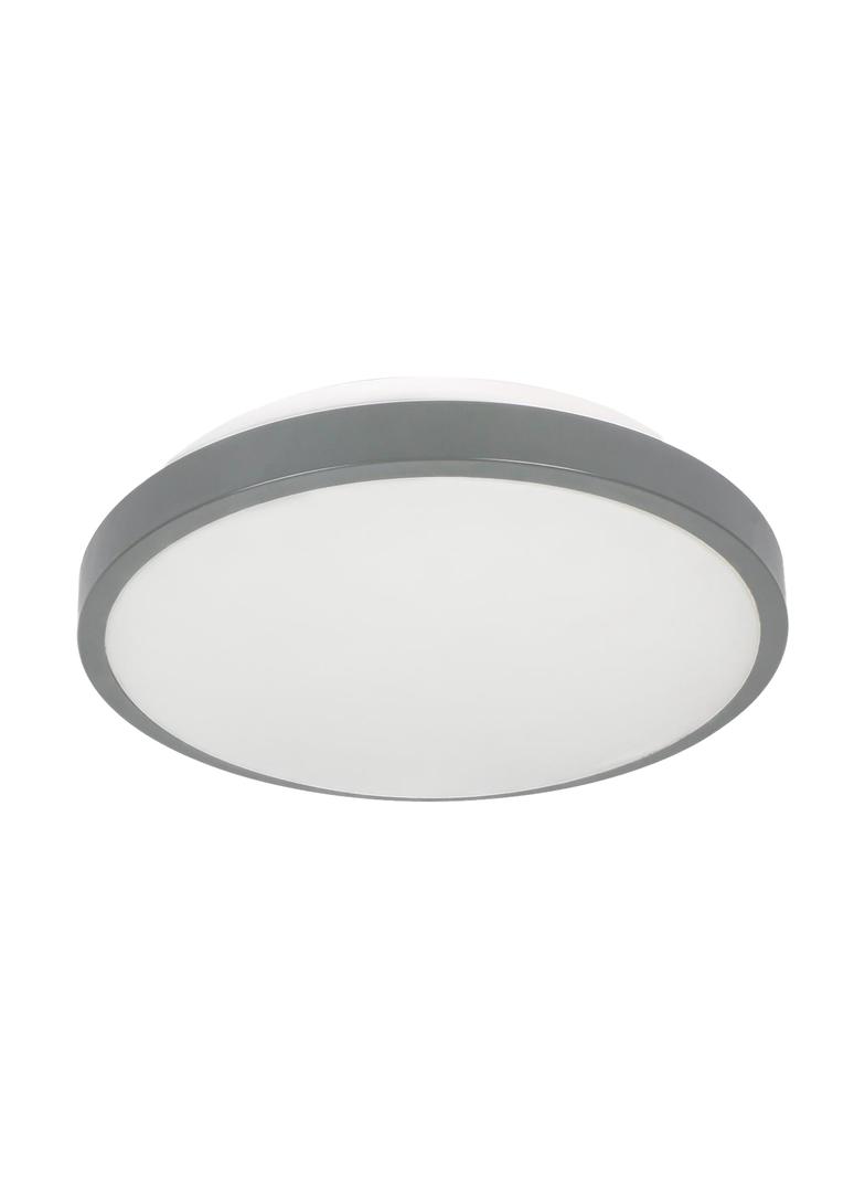 SELENE plafon, 2xE27 z mikrofalowym czujnikiem ruchu, 2x60W, klosz matowy - polistyren, IP54, szary