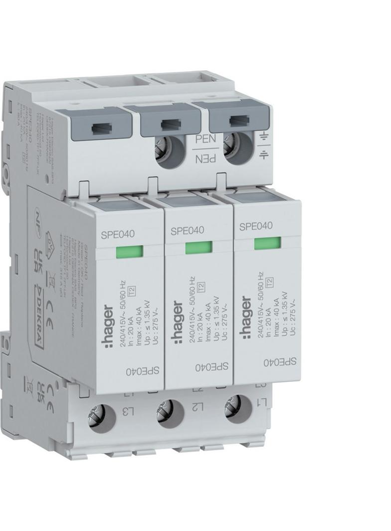 SPD Ogranicznik przepięć T2 3P 3+0 sieć TN-C In=20kA Imax=40kA Up?1,35kV