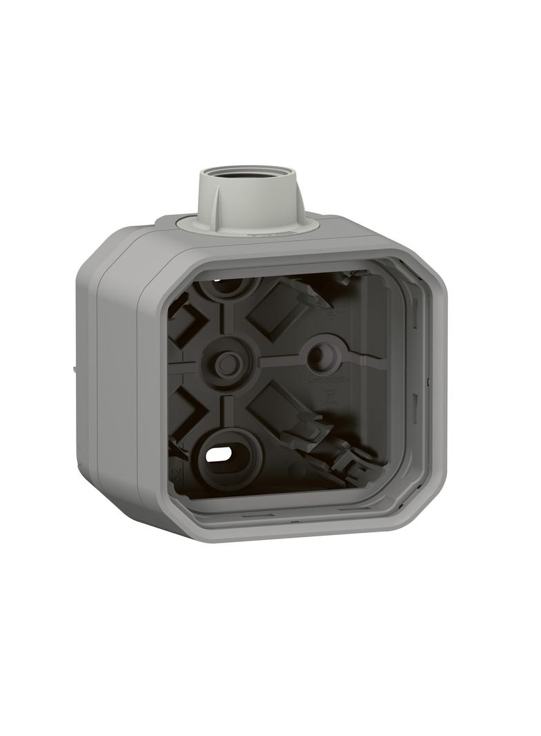 NOWE PLEXO - PUSZKA NATYNKOWA POJEDYNCZA Z PRZEPUSTEM KABLOWYM PG20 SZARA