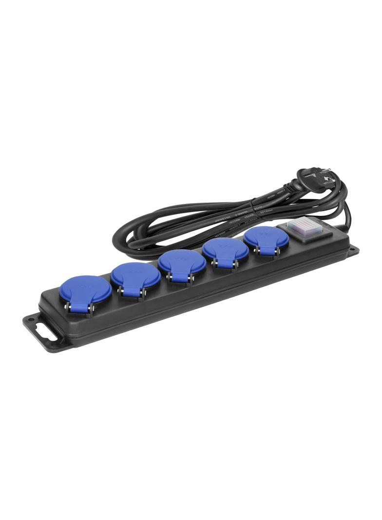 Przedłużacz warsztatowy bryzgoszczelny z wyłącznikiem, 5 gniazd 2P+Z, IP44, przewód gumowy, H05RR-F