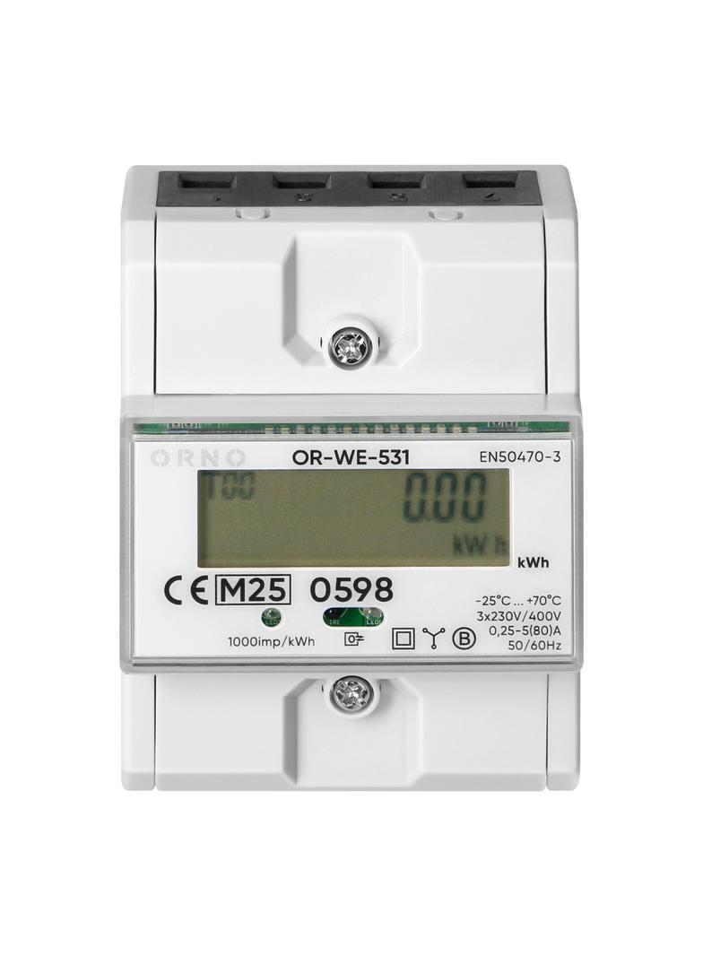 3-fazowy licznik energii elektrycznej, 80A, MID, 3 moduły, DIN TH-35mm