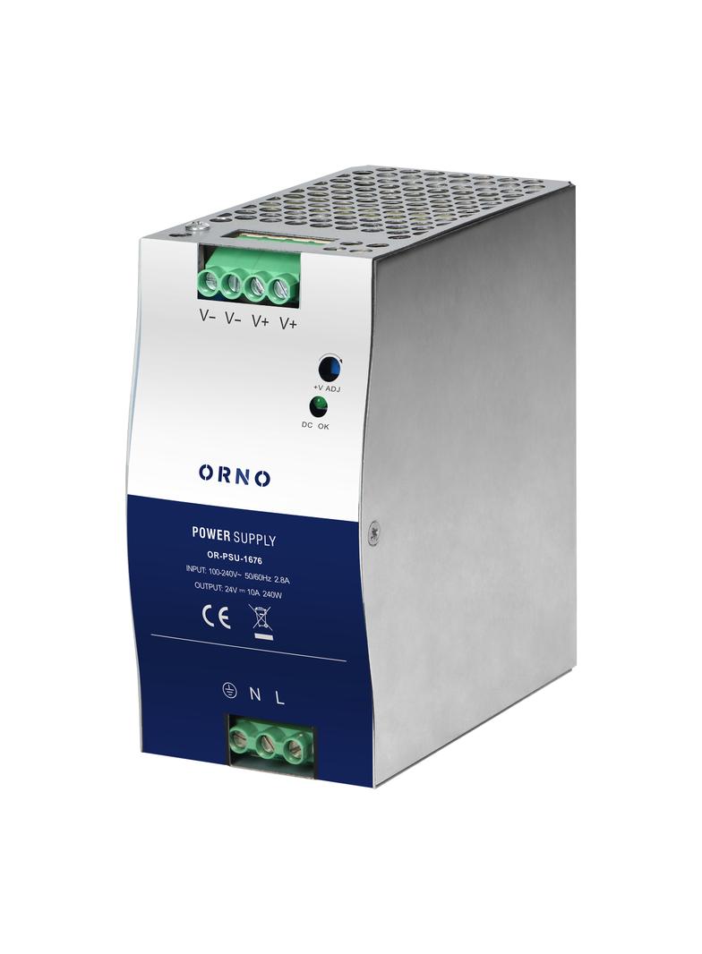 Zasilacz przemysłowy, na szynę DIN, 24VDC, 10A, 240W, w metalowej obudowie