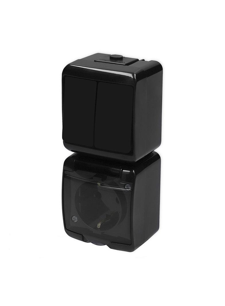 JUNIOR Łącznik świecznikowy z gniazdem pojedynczym z uziemieniem SCHUKO 2P+Z (klapka dymna; przesłon