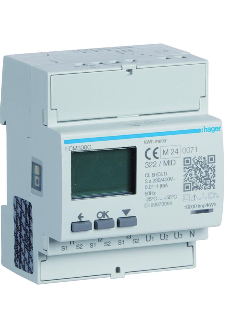 agardio.measure Licznik energii elektr. 3-fazowy, przekł. 1-5A 4M, M-bus, MID ECM300C HAGER