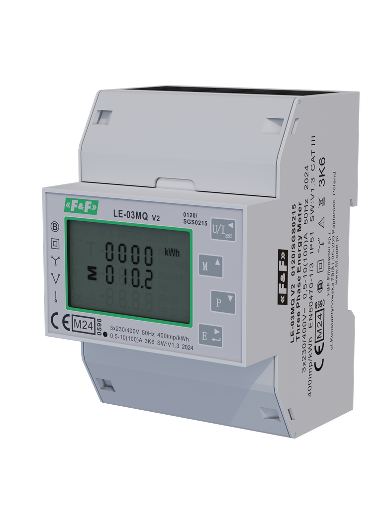 Trójfazowy licznik zużycia energii czynnej i biernej, Modbus RTU, 100(5)A; MID