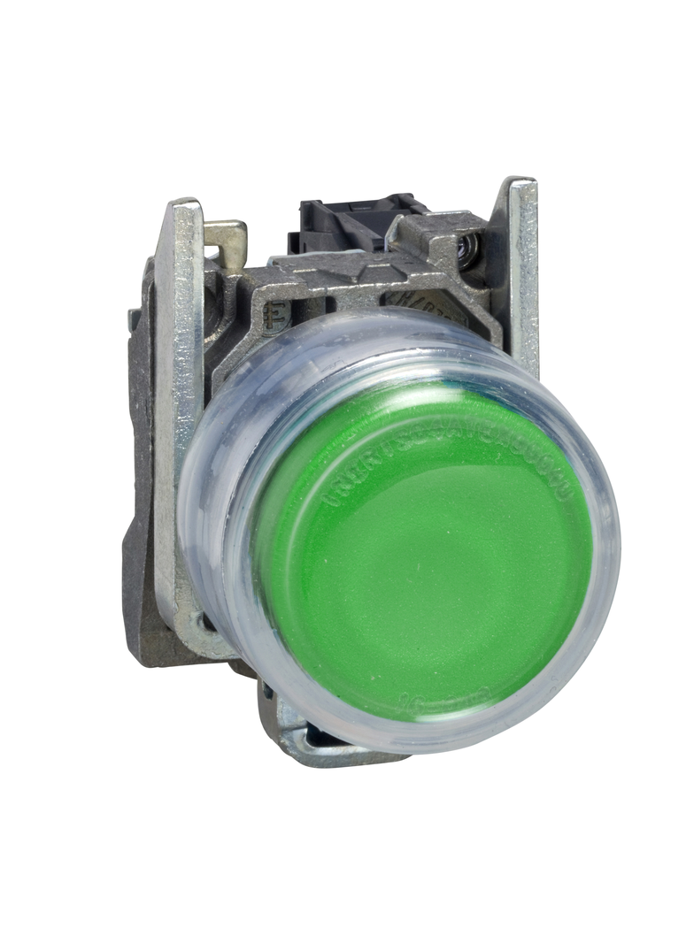 Harmony XB4 Przycisk okapturzony zielony samopowrotny bez oznaczenia metalowy