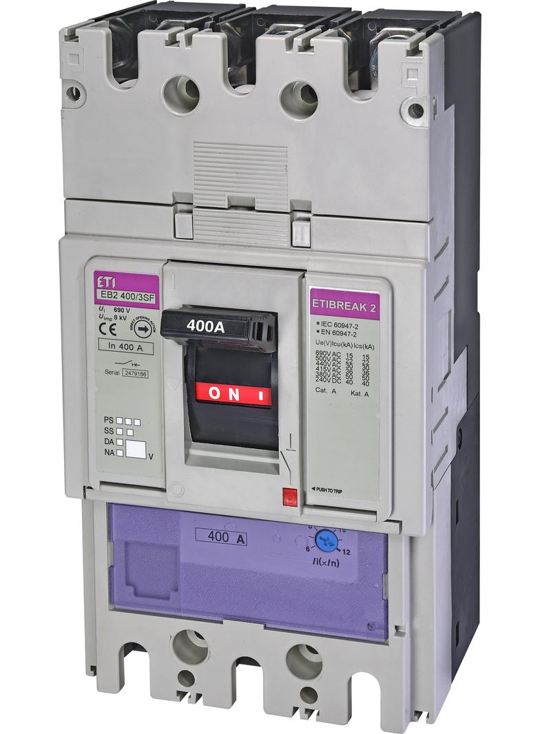 Wyłącznik mocy 36kA wyzw. TM (regulacja magnetyczna) EB2 400/3SF 400A 3P 004671106 ETI