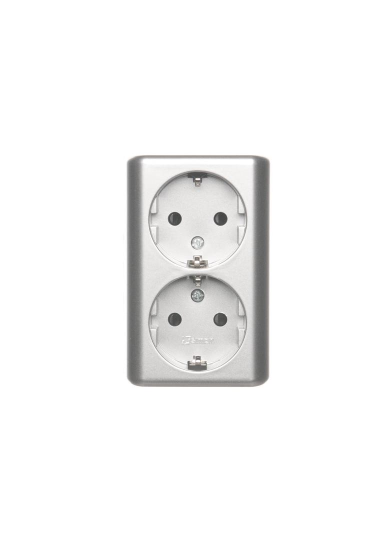 Simon 54 Gniazdo podwójne Schuko n/t z przesłonami wersja skandynawska 16A z. śrub. brąz mat