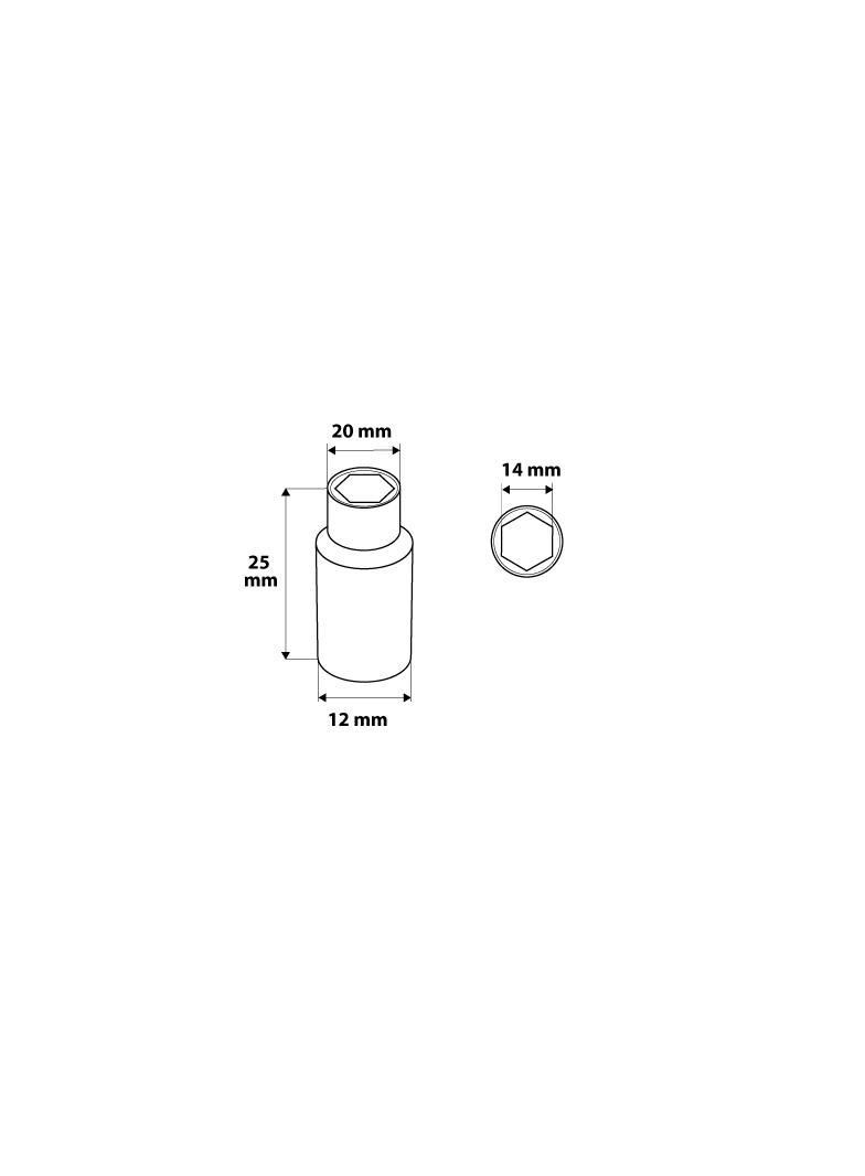 Nasadka sześciokątna 1/4", 14 mm, superlock