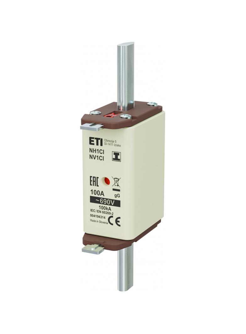 Wkładka topikowa NH zwłoczna KOMBI Zaczepy izolowane NH1C/I gG 100A 690V 004194314 ETI