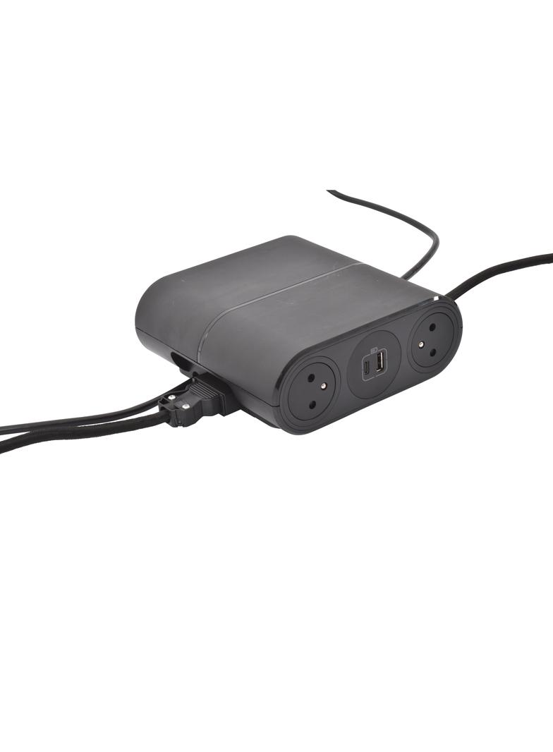 INCARA: LINK'ON - 4X2P+Z / 2XUSB A+C / HDMI (Z PRZEWODEM 2 M) / ZŁĄCZE WIELAND - 2,5 M-CZARNY, Legra