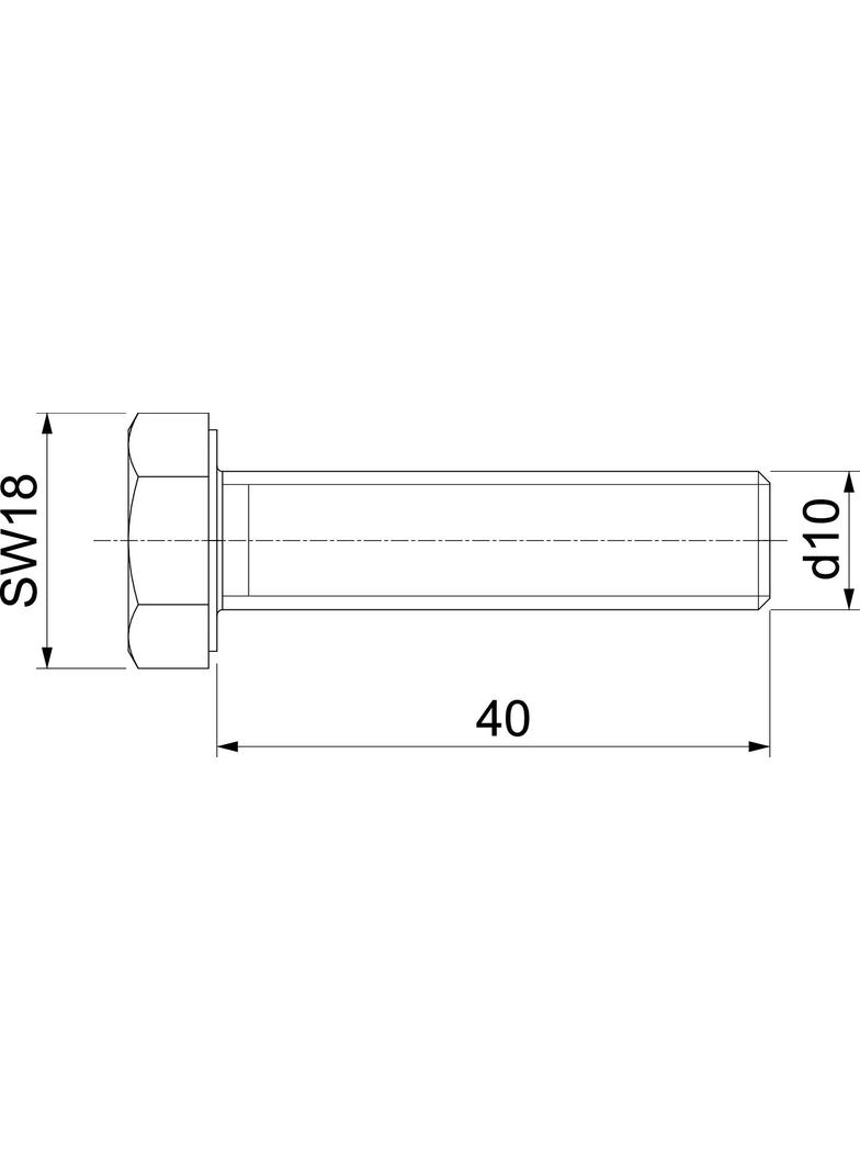 DIN933 M10x40V4A, Śruba z łbem sześciokątnym