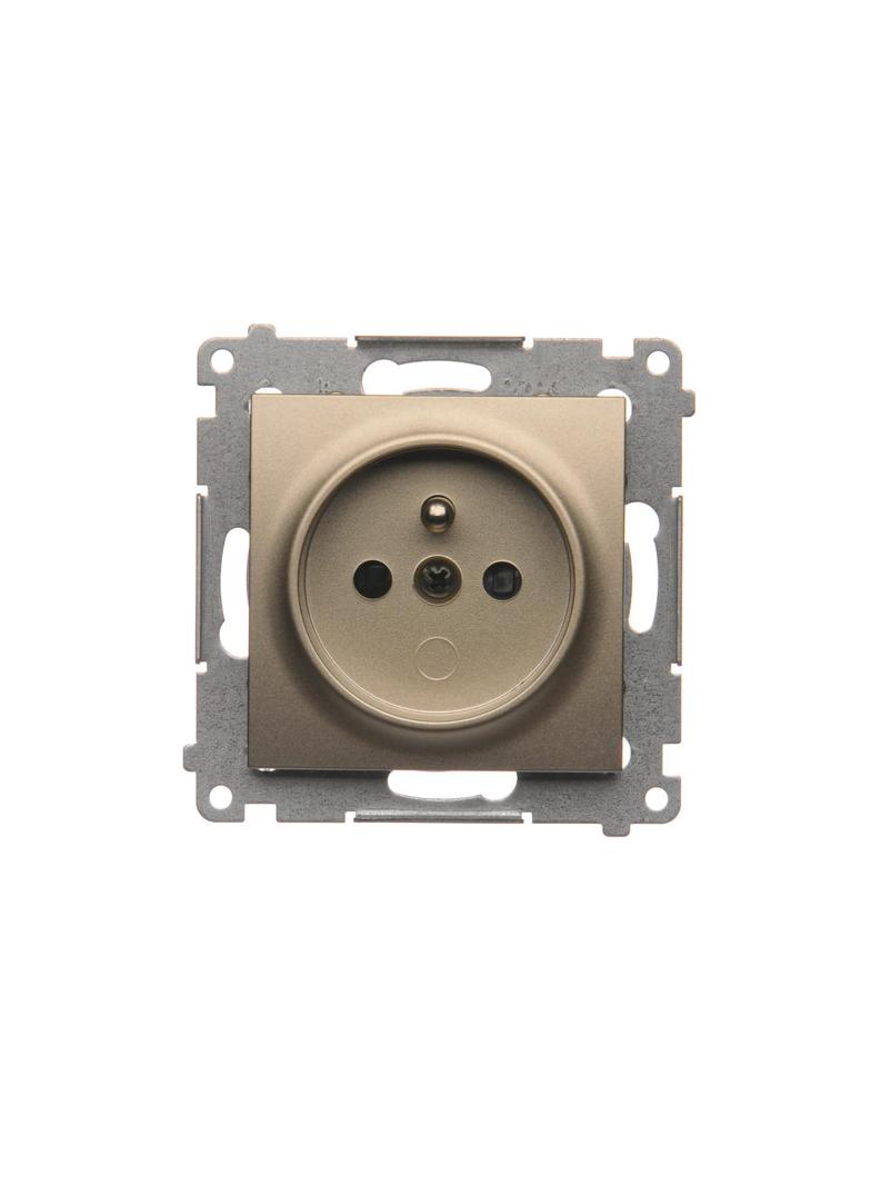 Simon 54 Gniazdo z/u i przesłonami 16A szybkozłączka złoty mat