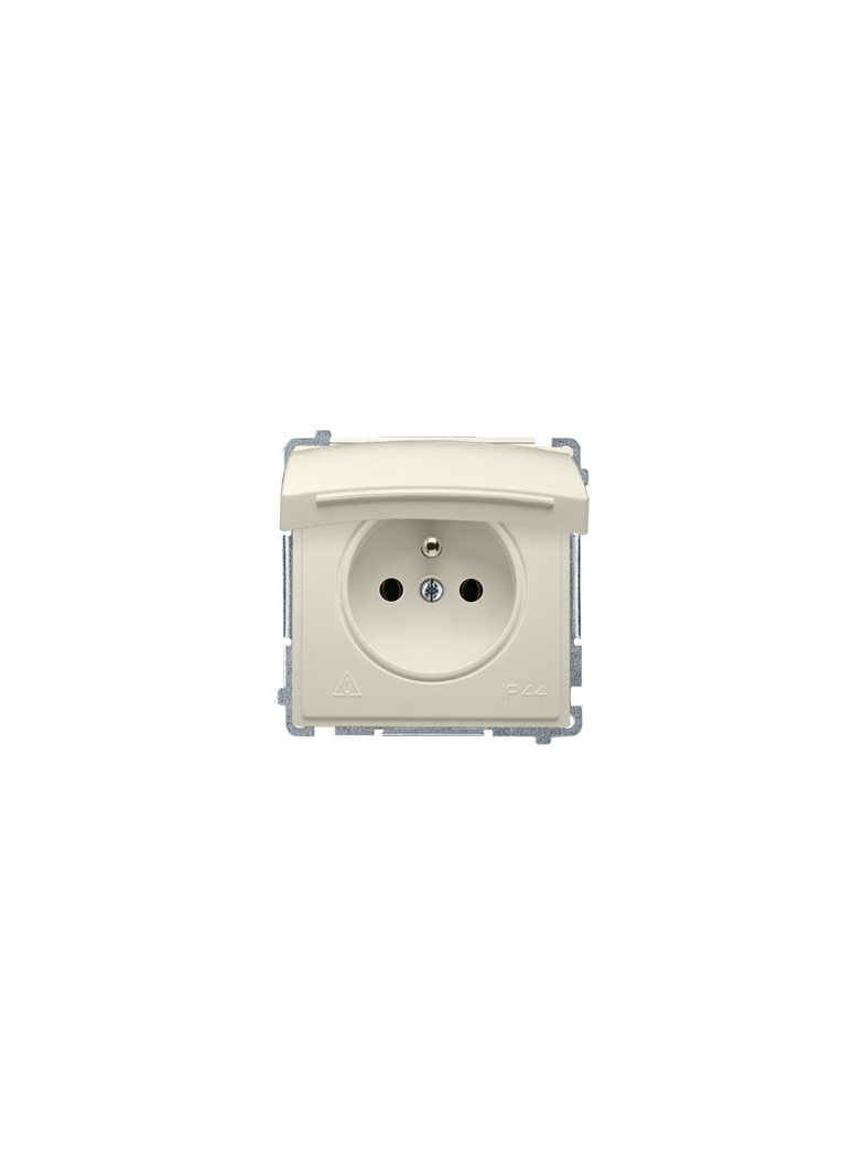 Simon Basic Gniazdo wtyczkowe z uziemieniem z przesłonami torów prądowych bryzgoszczelne IP44 16A 250V zaciski śrubowe beż BMGZ1BZ.01/12 BMGZ1Bz.01/12 KONTAKT