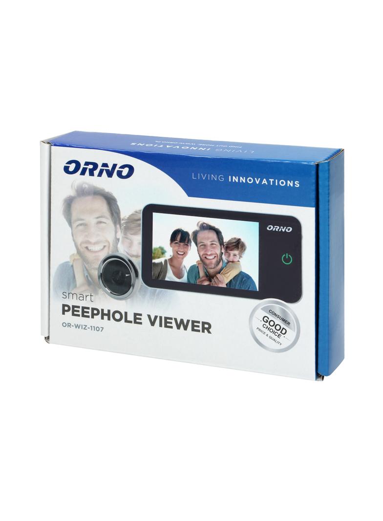 Elektroniczny wizjer do drzwi 4" szerokokątny obiektyw bateryjny srebrny OR-WIZ-1107 ORNO