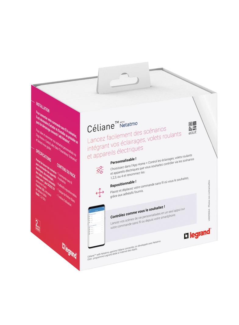 Netatmo - Celiane- łącznik bezprzewodowy 4 scenariusze - biały, Legrand