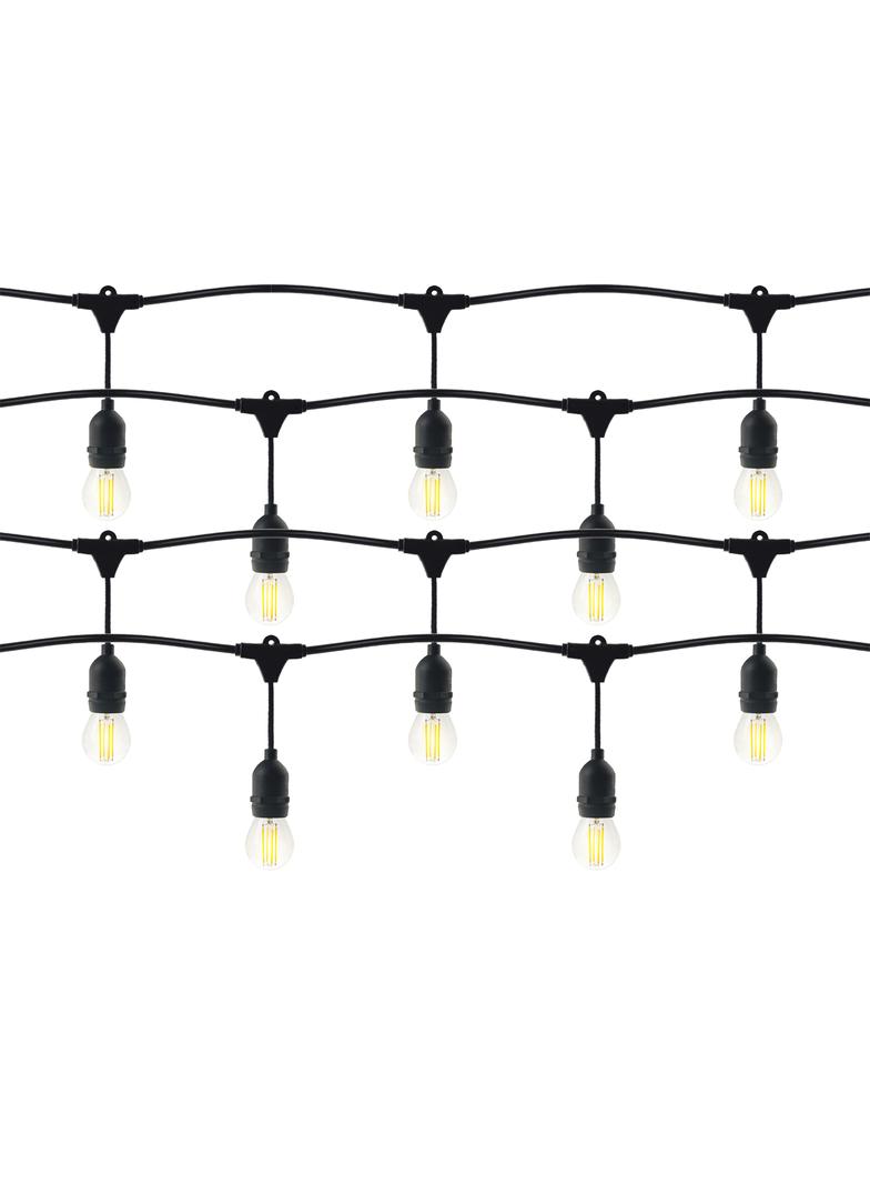 Zestaw girlanda oświetleniowa 5 m, IP44, czarna + 5 żarówek LED 1W E27, 3000K + 1 żarówka gratis