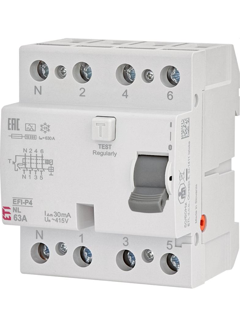 EFI-P4 A 63/0.3 NL Wyłącznik różnicowoprądowy - N po lewej