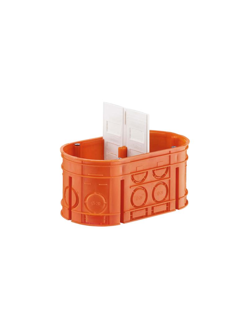 M2x60F ,  Puszka podtynkowa dwupolowa 2xO60, Multiwall, pomarańczowy