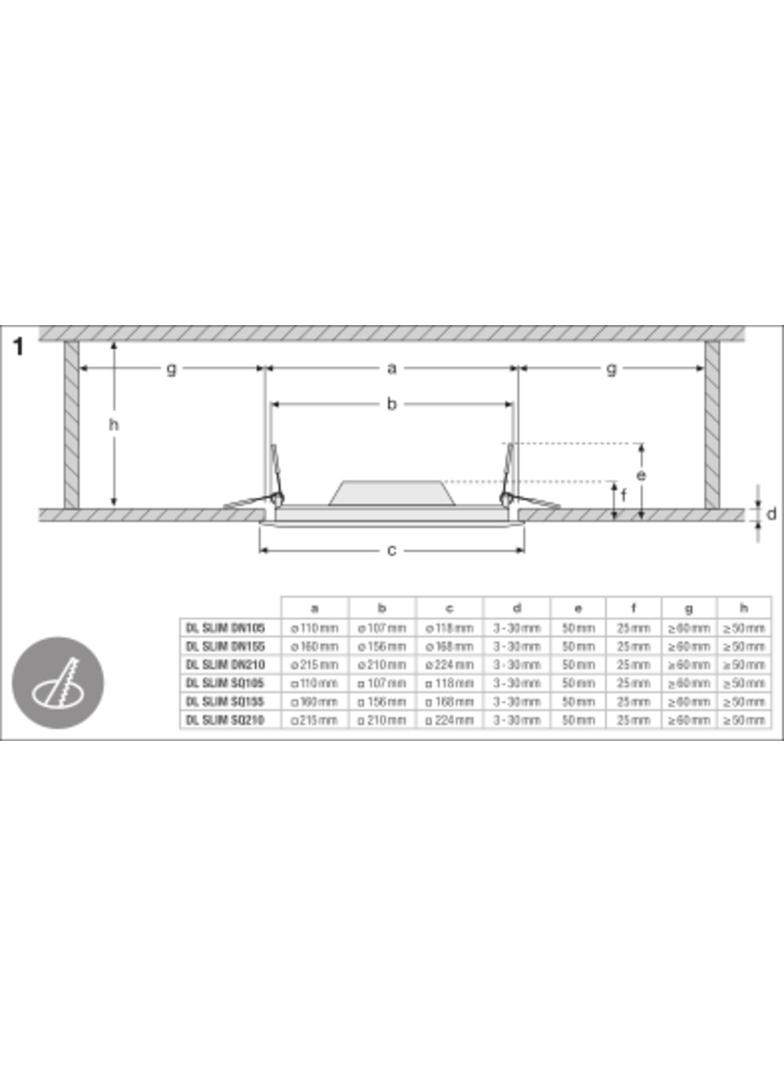 Oprawa DOWNLIGHT SLIM SQUARE 210 18W 3000K WT IP20
