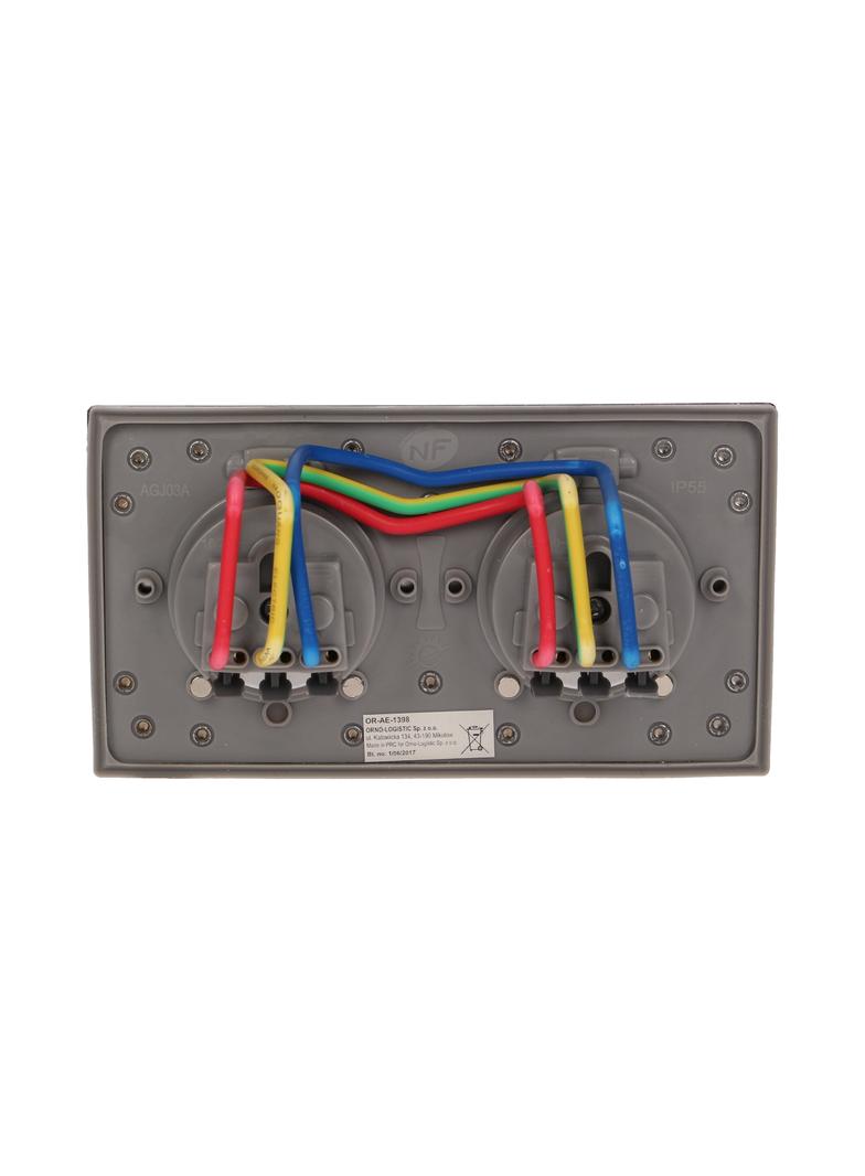 Hermetyczne gniazdo elektryczne podwójne IP55 stal nierdzewna OR-AE-1398 ORNO
