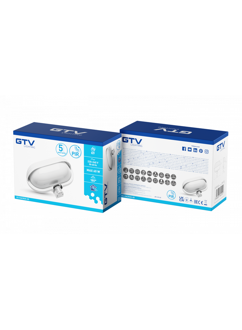 OPRAWA KANAŁOWA Z CZUJNIKIEM RUCHU, BIAŁA, 230VAC, 60W, E27