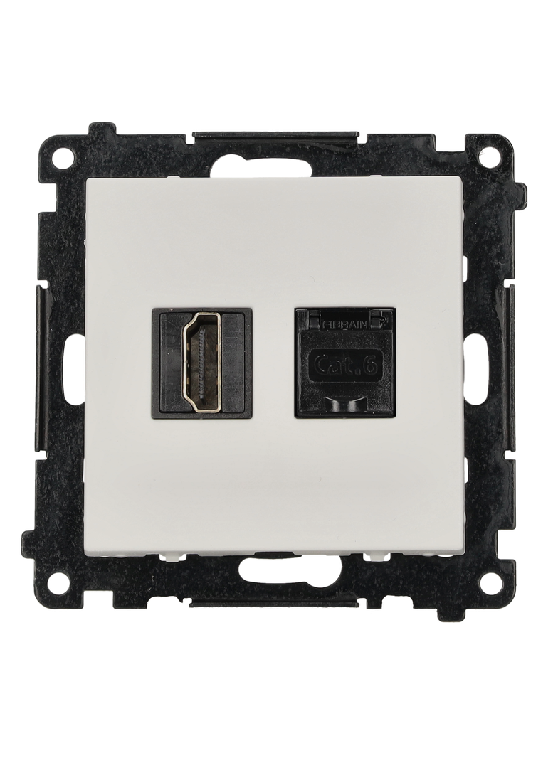 Simon 55 Gniazdo HDMI 2.1 + komputerowe internetowe RJ45 kat.6. Biały mat TGH21RJ45.01/111 KONTAKT