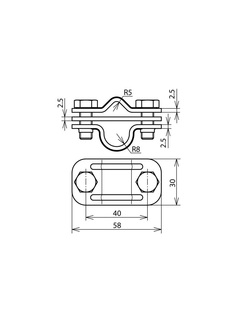 Zacisk probierczy z przekładką, drut 8-10/16 mm, stal nierdzewna NIRO