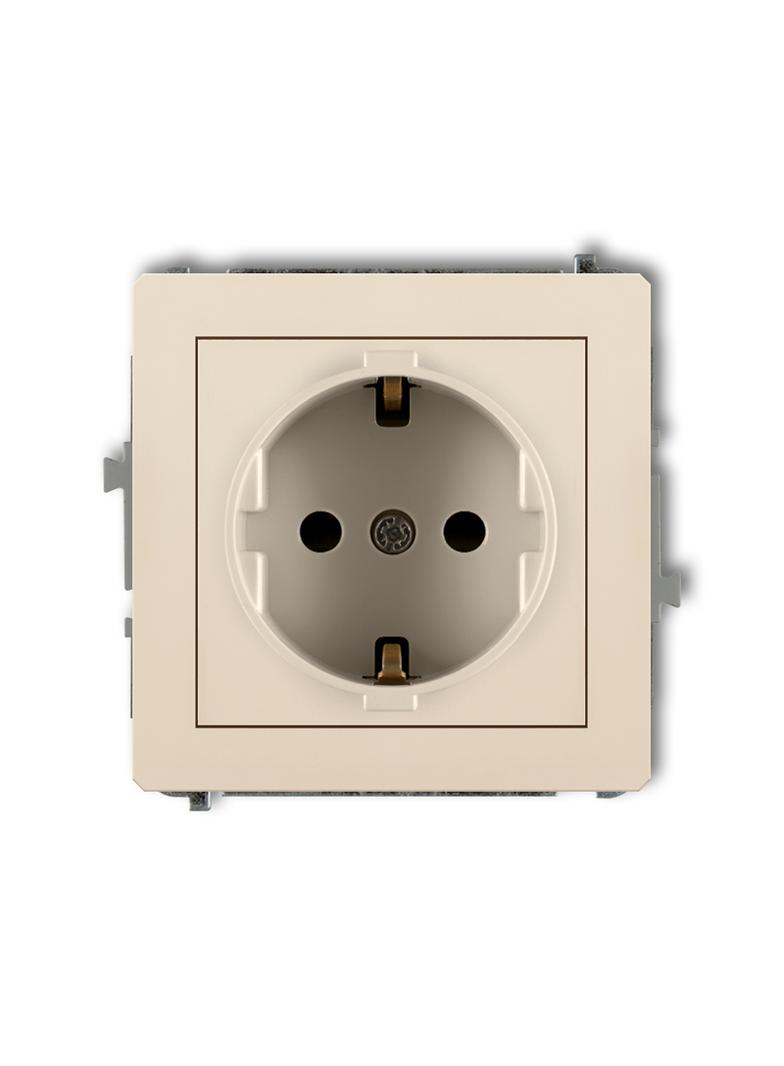 DECO Mechanizm gniazda pojedynczego z uziemieniem SCHUKO 2P+Z (przesłony torów prądowych) beżowy