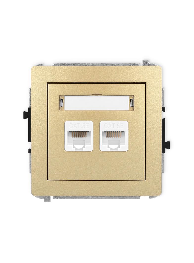 DECO Mechanizm gniazda komputerowego podwójnego 2xRJ45, kat. 5e, 8-stykowy złoty