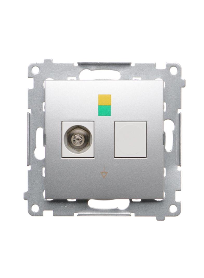 Simon 54 Gniazdo ekwipotencjalne pojedyncze srebrny mat